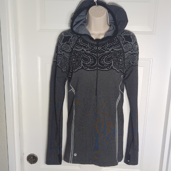Athleta Black and Gray Hoodie Jacket Lg - Picture 2 of 10